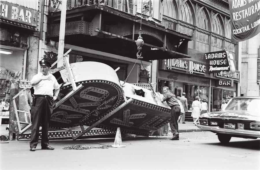 1965 Removing RKO Theater Sign Boston Photograph by Historic Image