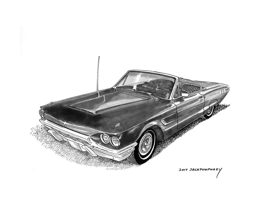 Thunderbird Convertible by Ford Drawing by Jack Pumphrey