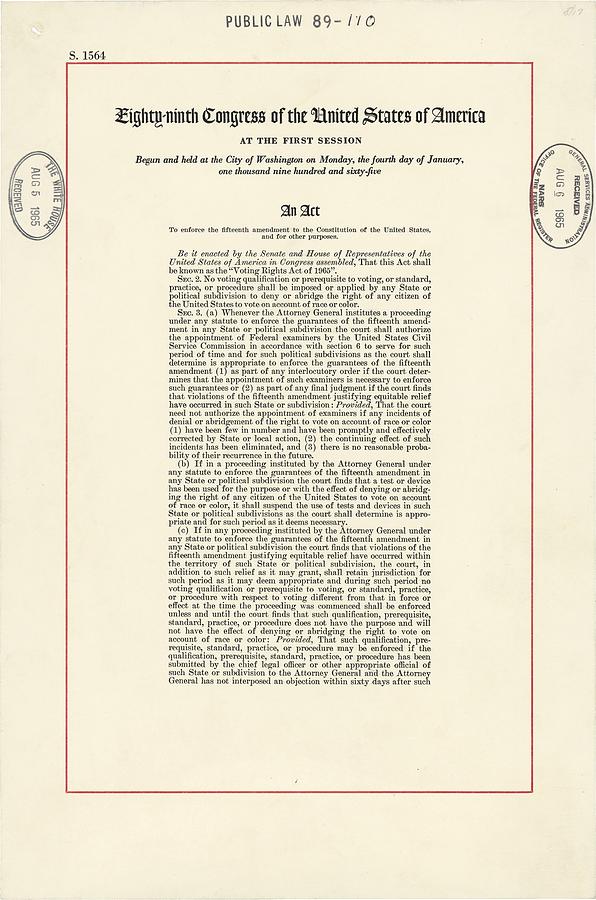 1965 Voting Rights Act. The Full Title Photograph by Everett