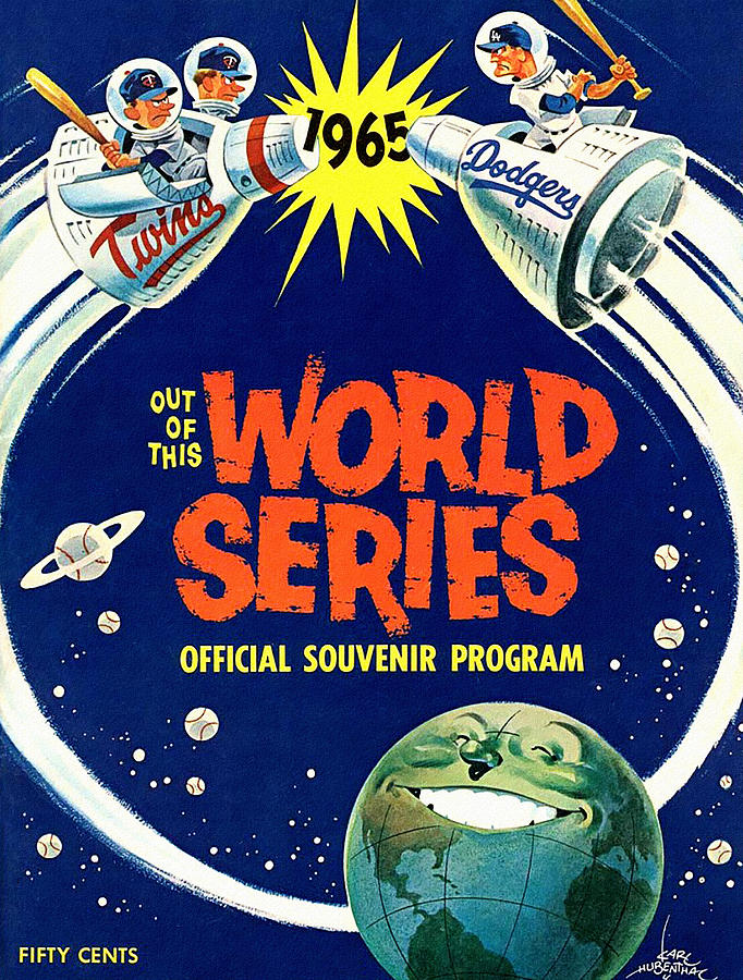 Minnesota Twins Painting - 1965 World Series Twins V Dodgers Program by John Farr