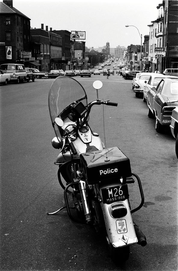 1966 Boston Police Motorcycle in Southie Photograph by Historic Image