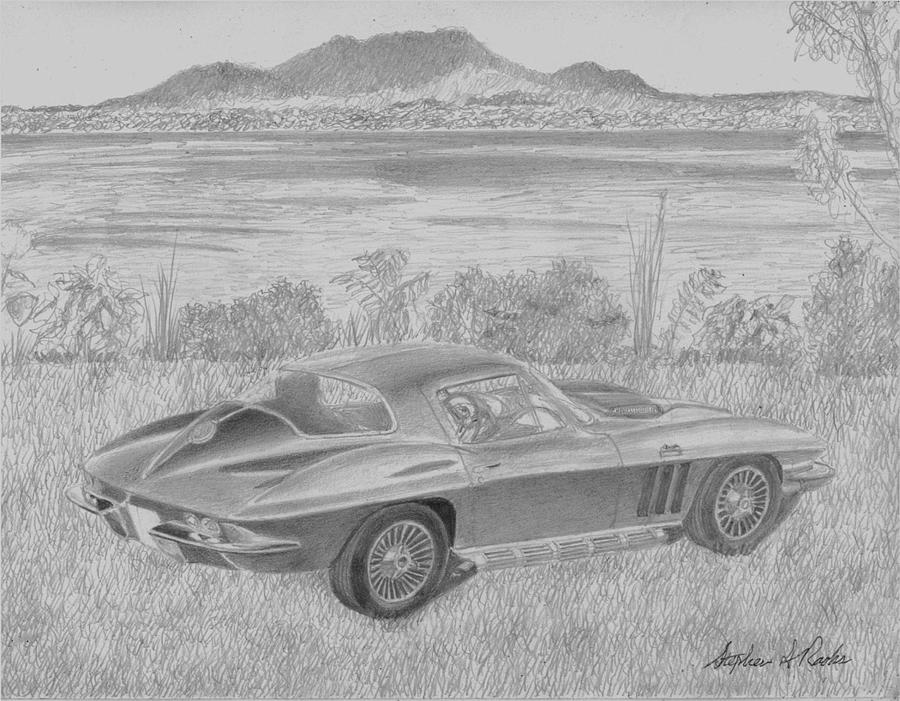 Miscellaneous Drawing - 1966 Chevrolet Corvette 427 Coupe SPORTS CAR ART PRINT by Stephen Rooks