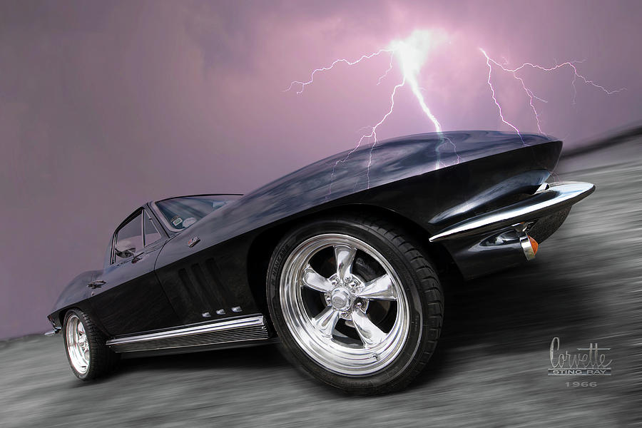 Transportation Photograph - 1966 Corvette Stingray with Lightning by Gill Billington