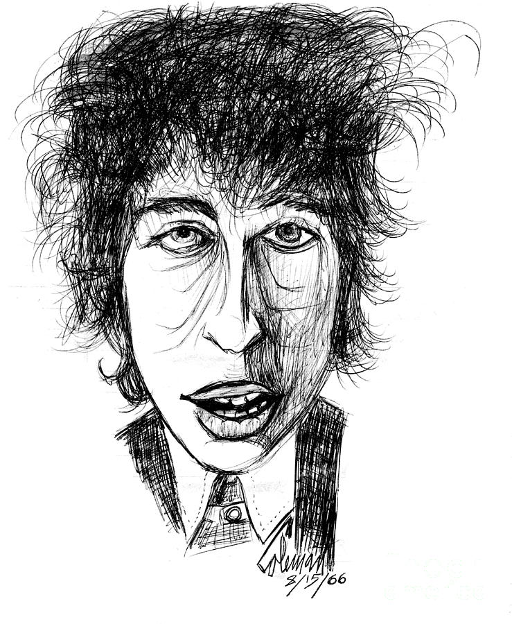 Bob Dylan Drawing - 1966 by Dave Coleman