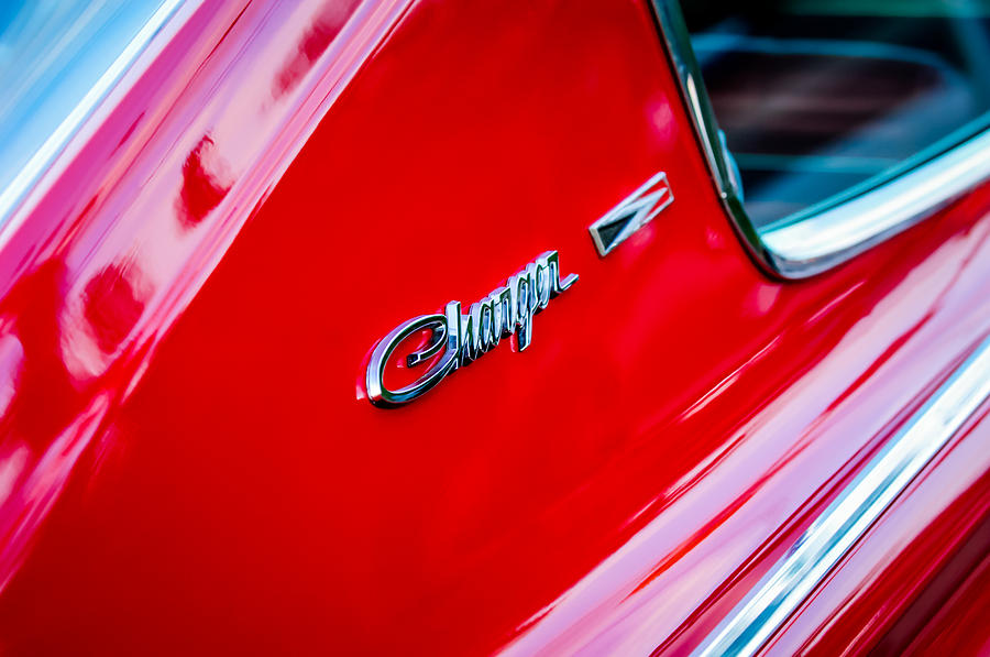 Car Photograph - 1966 Dodge Charger Side Emblem -1219c by Jill Reger