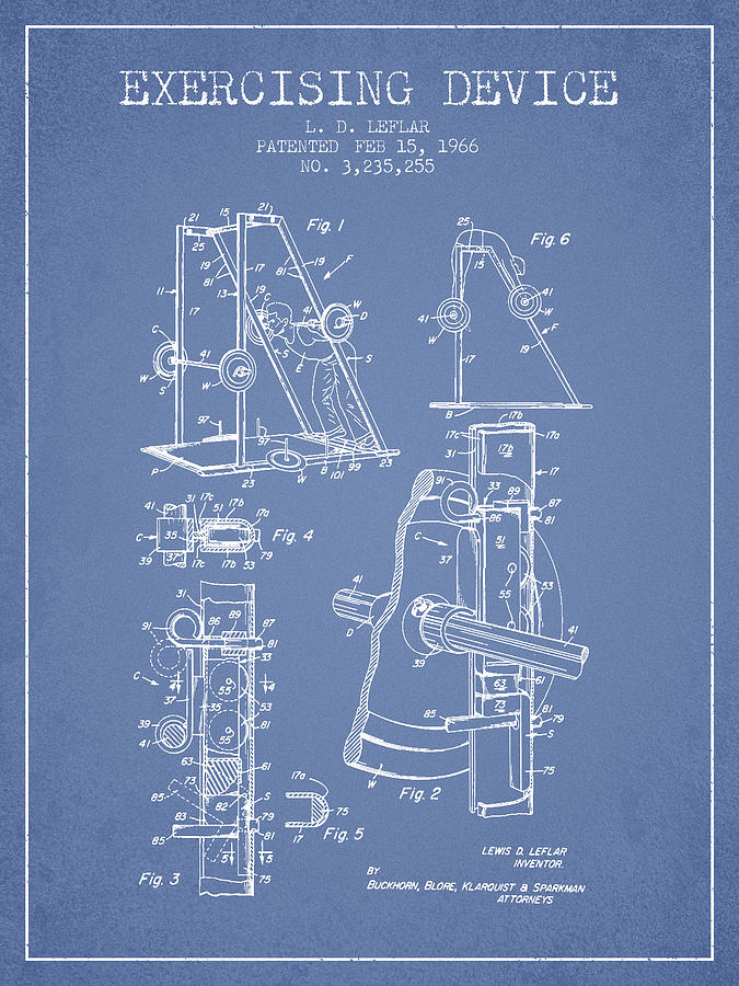 Vintage Digital Art - 1966 Exercising Device Patent SPBB05_LB by Aged Pixel