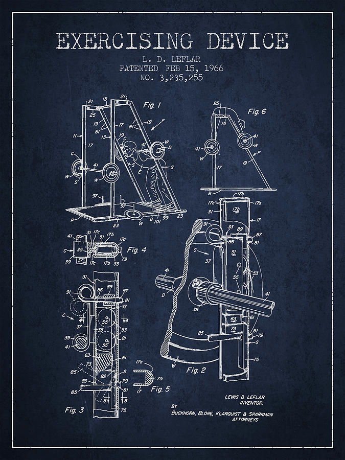 Vintage Digital Art - 1966 Exercising Device Patent SPBB05_NB by Aged Pixel
