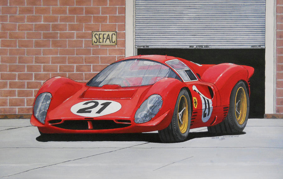1966 Ferrari 330 P3 Painting by Santiago Dancourt