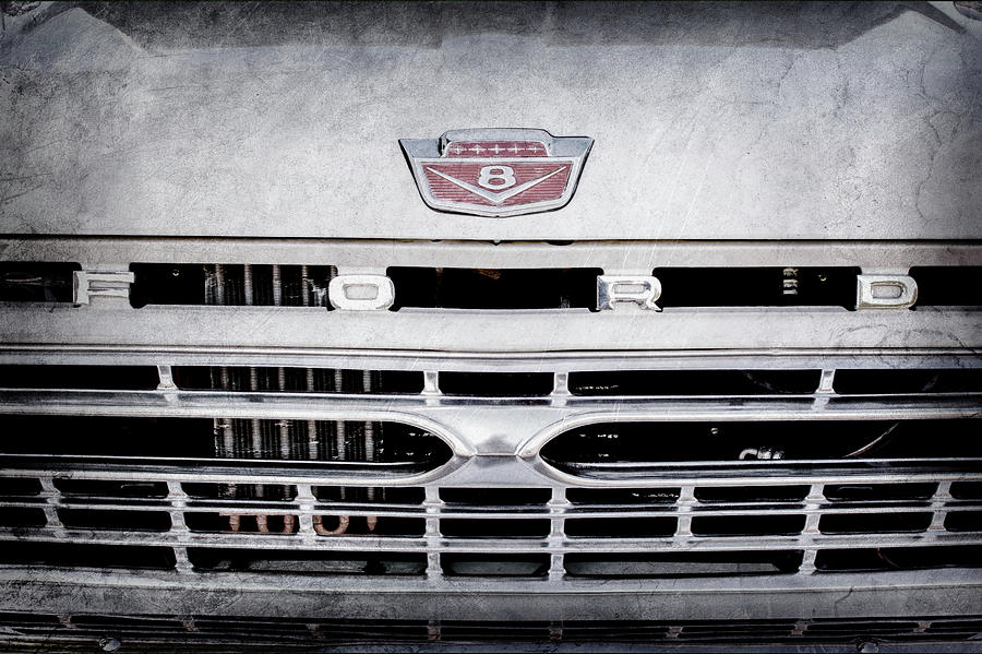 1966 Ford F100 Grille Emblem -113ac Photograph by Jill Reger