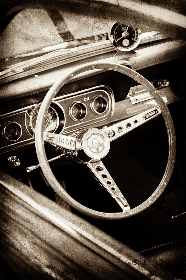 1966 Ford Mustang Cobra Steering Wheel Emblem -0091s Photograph by Jill Reger