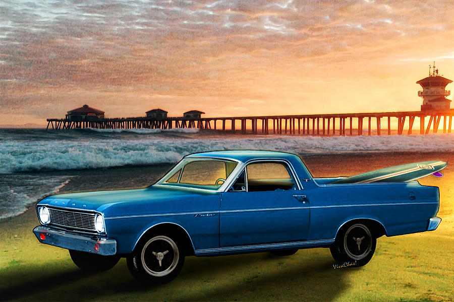 1966 Ford Ranchero at the Pier Photograph by Chas Sinklier
