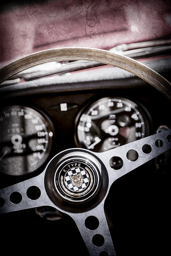 1966 Jaguar XK-E Steering Wheel Emblem -2489ac Photograph by Jill Reger