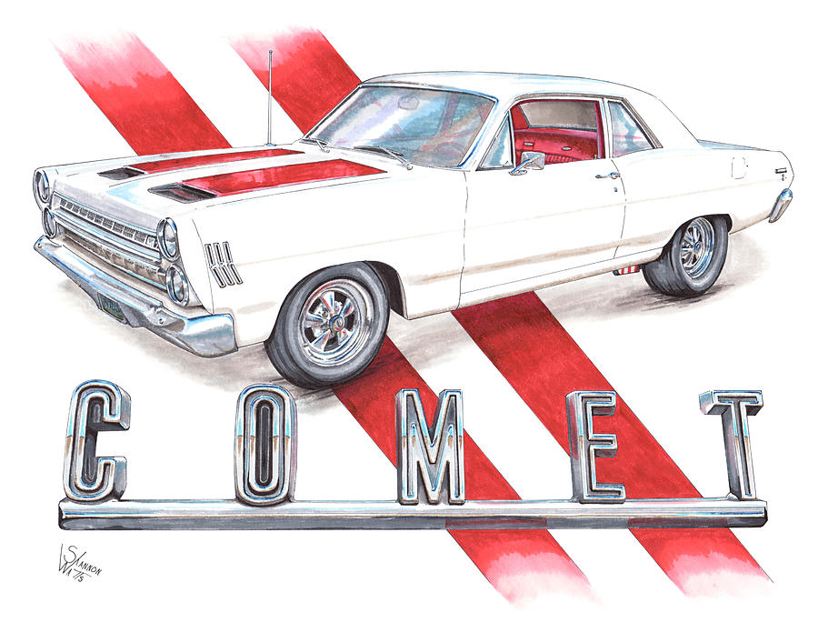 1966 Drawing - 1966 Mercury Comet 202 by Shannon Watts