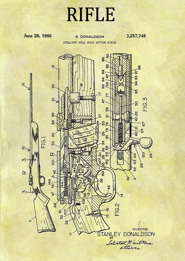 1966 Rifle Patent Drawing by Dan Sproul