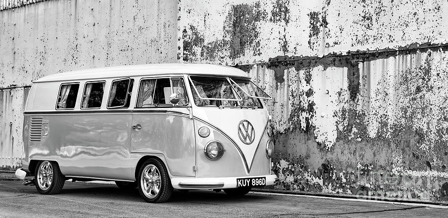 Transportation Photograph - 1966 Split Screen VW Campervan Monochrome by Tim Gainey