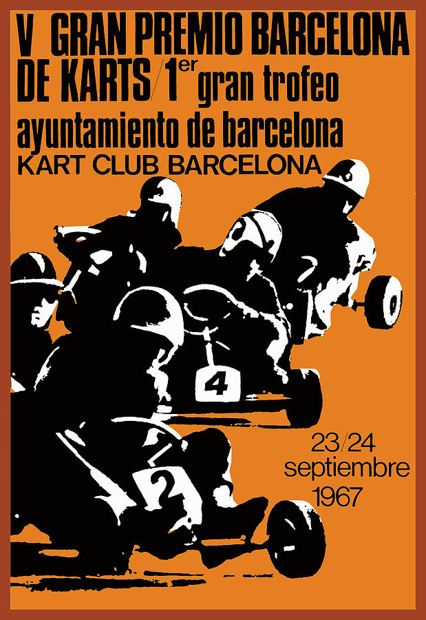 Barcelona Digital Art - 1967 Barcelona Kart Racing Poster by Retro Graphics