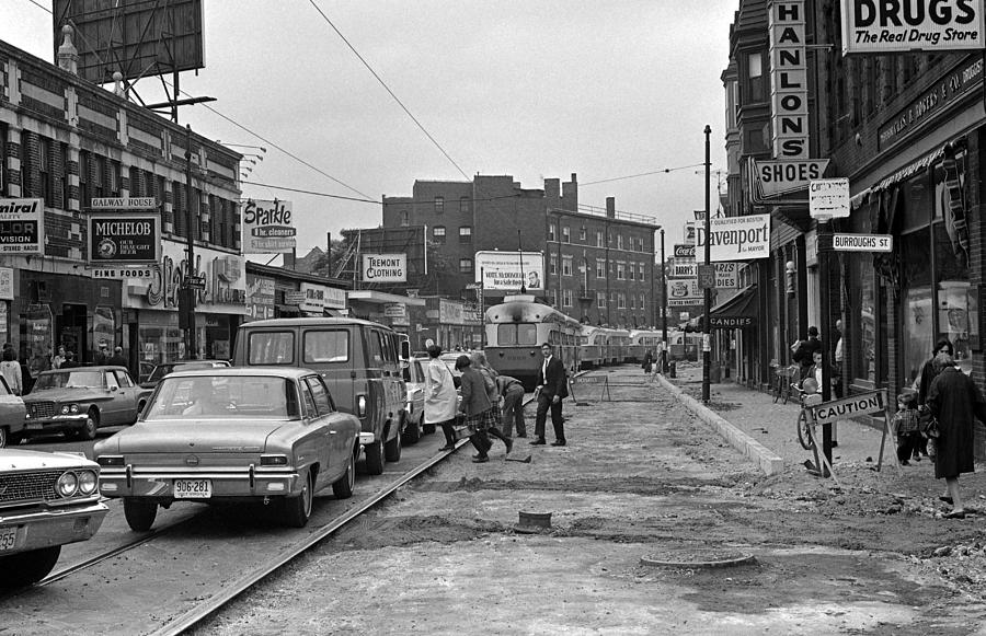 Vintage Photograph - 1967 Centre Street Jamaica Plain Boston by Historic Image