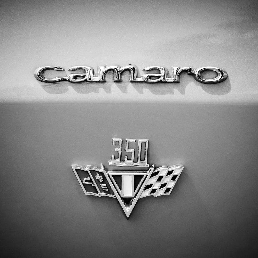 1967 Chevrolet Camaro 350 Emblem -0357bw55 Photograph by Jill Reger