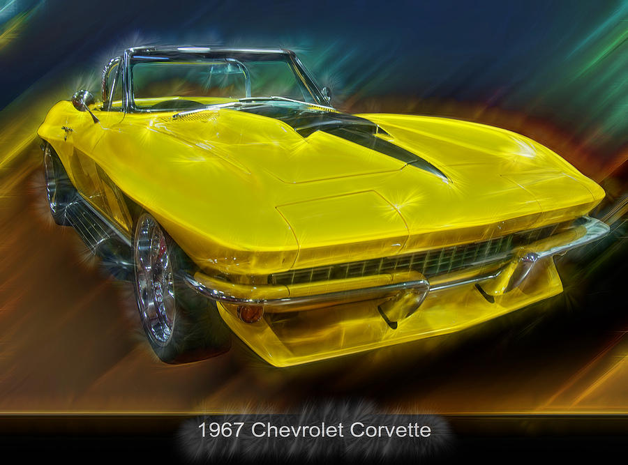 Car Digital Art - 1967 Chevy Corvette Electric by Flees Photos