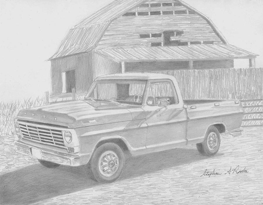 1967 Ford F100 Pickup Truck Art Print Drawing by Stephen Rooks