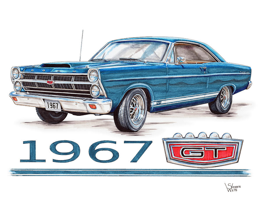 1967 Drawing - 1967 Ford Fairlane GT by Shannon Watts