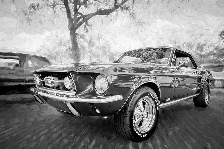 1967 Ford Mustang Coupe BW c119 Photograph by Rich Franco