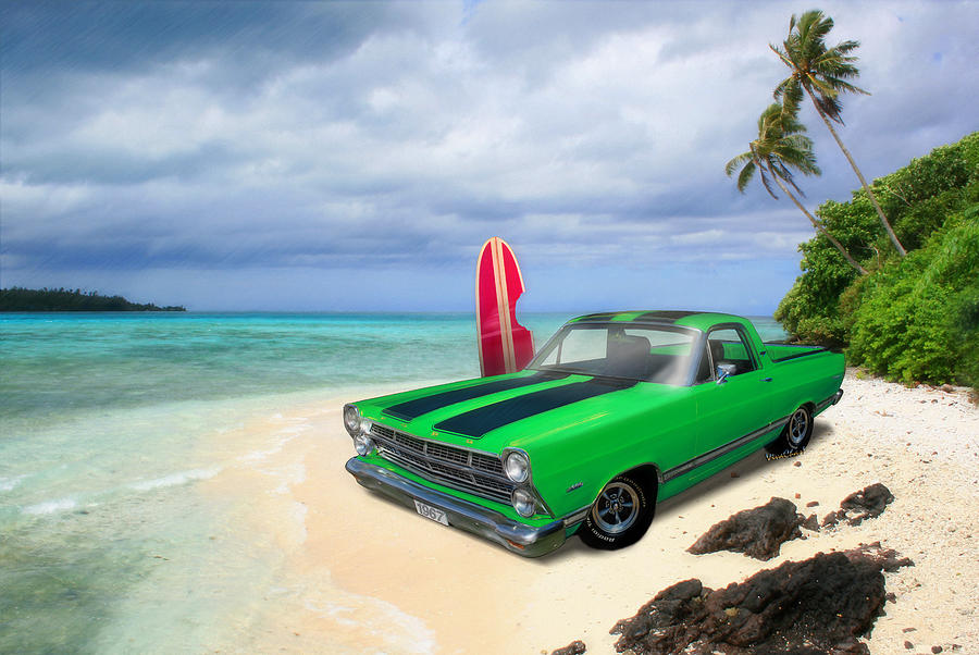 1967 Ford Ranchero at High Tide Photograph by Chas Sinklier
