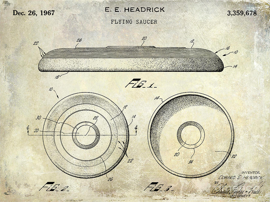 1967 Frisbee Patent Photograph by Jon Neidert