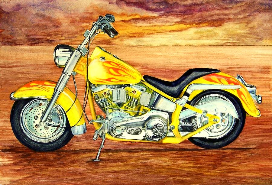 1967 Harley Davidson Custom Motorcycle Painting by Terence John Cleary