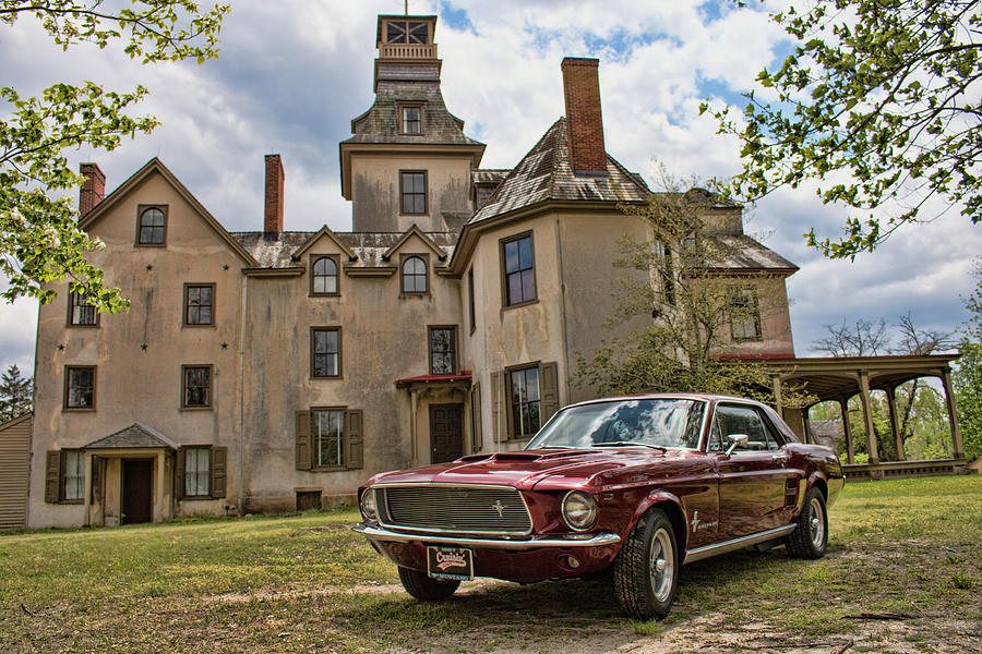 1967 Mustang At The Mansion Photograph by Kristia Adams