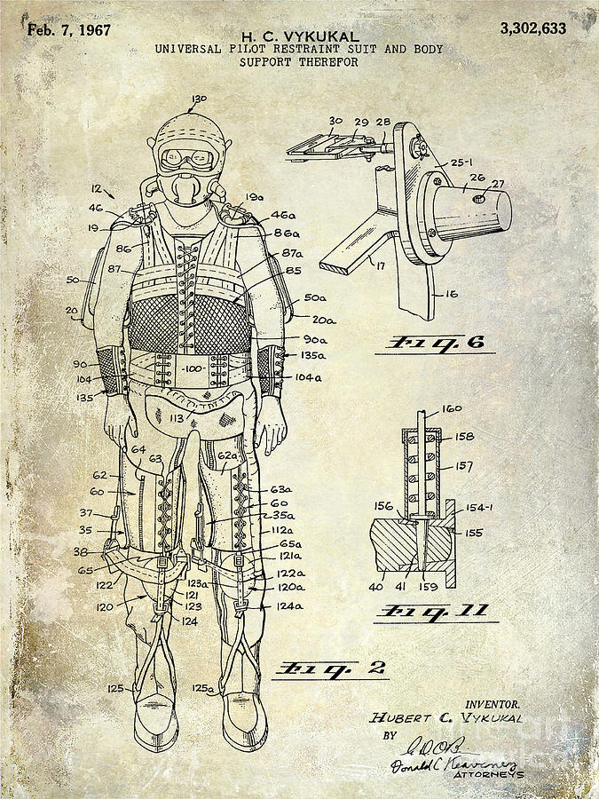 1967 Pilot G Suit Patent Photograph by Jon Neidert