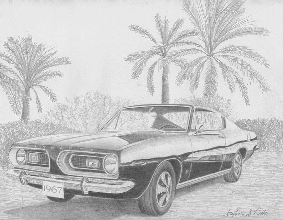 1967 Plymouth Barracuda CLASSIC CAR ART PRINT Drawing by Stephen Rooks