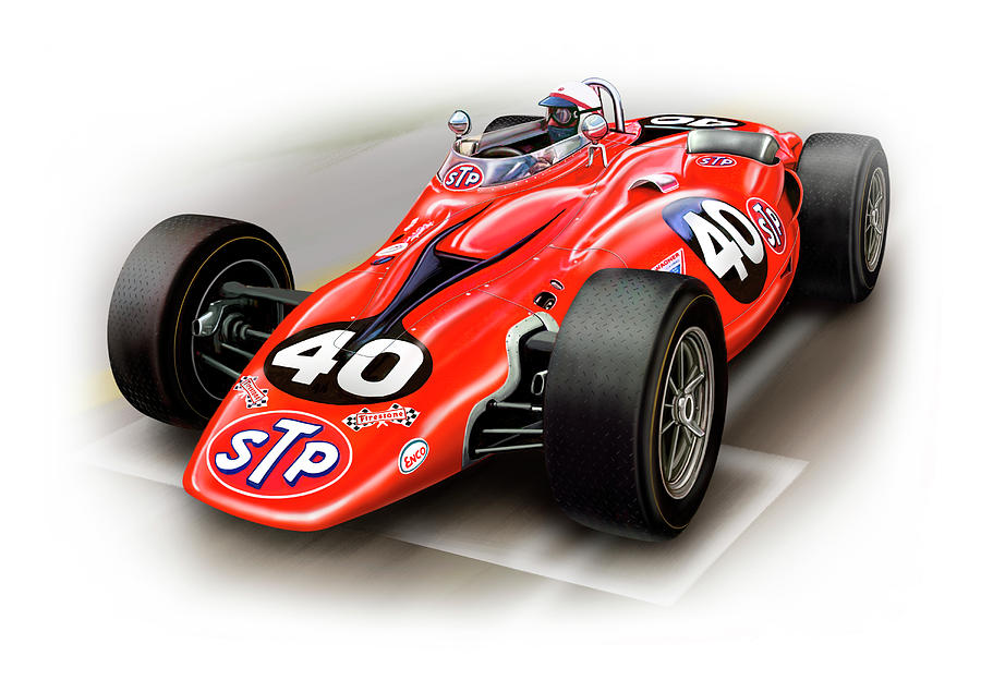Automotive Digital Art - 1967 STP Turbine Indy 500 Car by David Kyte