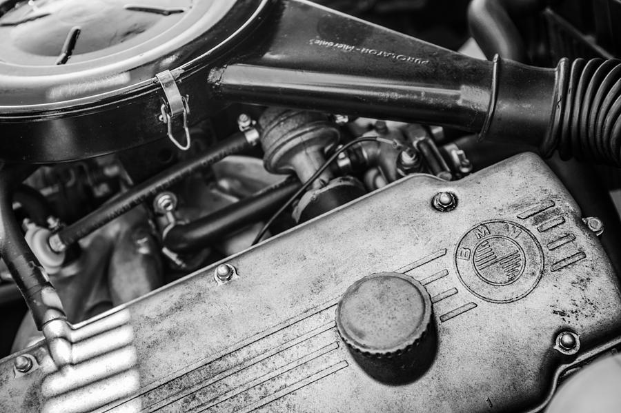 1968 BMW 1600 Cabriolet Engine -0148bw Photograph by Jill Reger