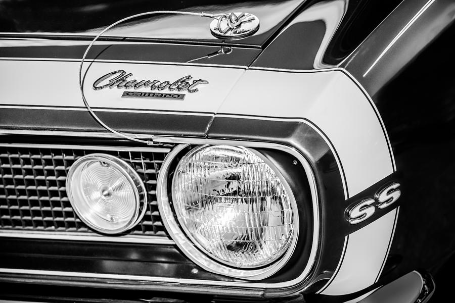 1968 Chevrolet Yenko Super Camaro Hood Emblem -1785bw Photograph by Jill Reger