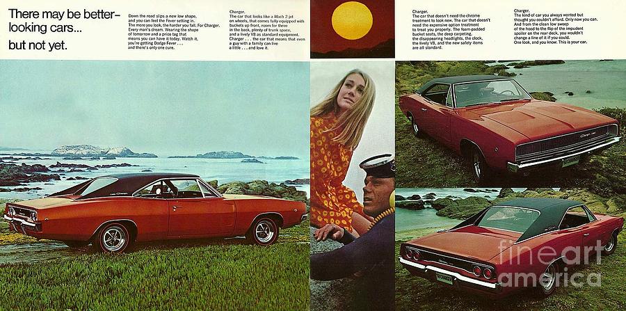 1968 Dodge Charger Brochure P 2 and 3 Photograph by Vintage Collectables