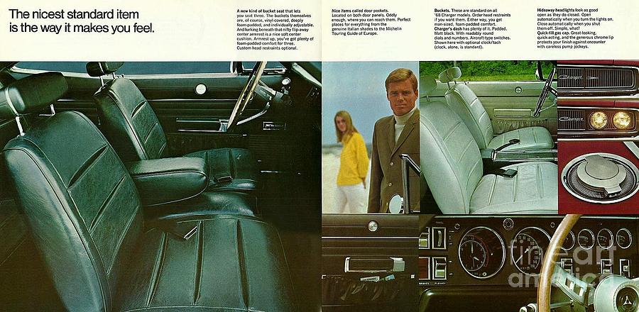 1968 Dodge Charger Brochure P 4 and 5 Photograph by Vintage Collectables