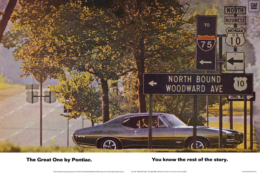 Detroit Digital Art - 1968 Pontiac GTO - Woodward - The Great One by Pontiac by Digital Repro Depot