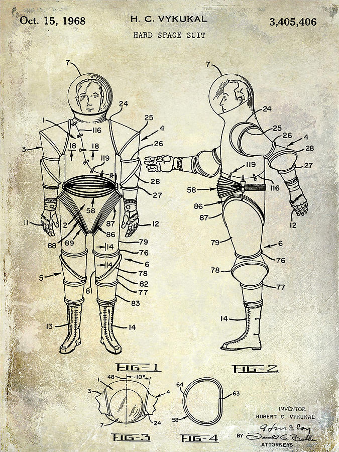 Space Photograph - 1968 Space Suit Patent by Jon Neidert