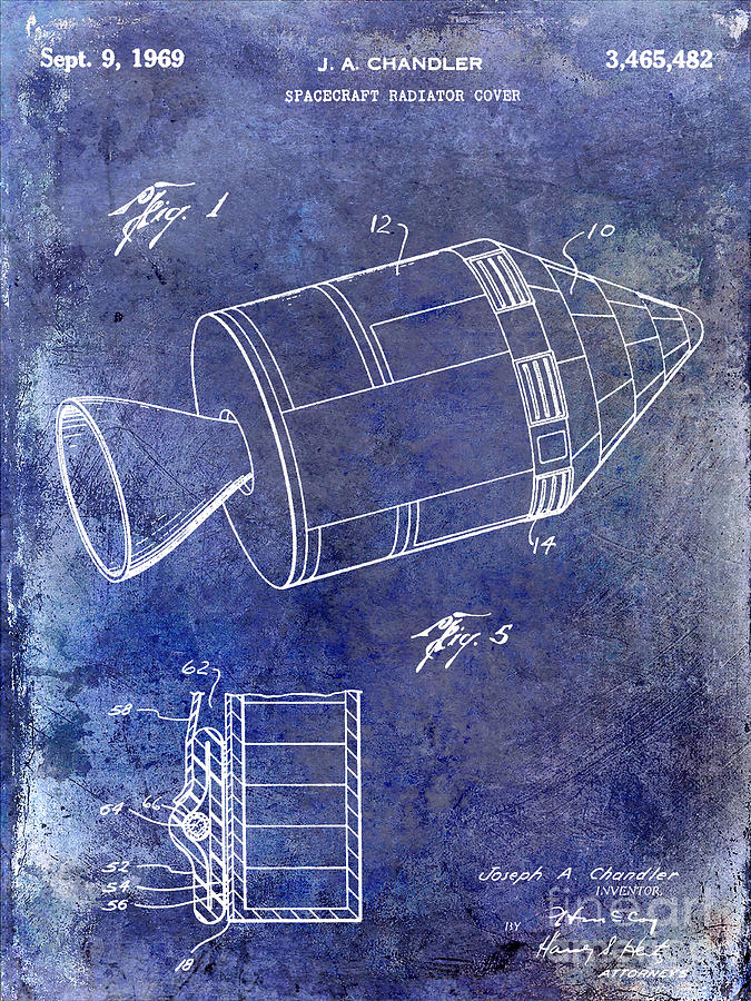 Space Photograph - 1969 Apollo Spacecraft Patent Blue by Jon Neidert