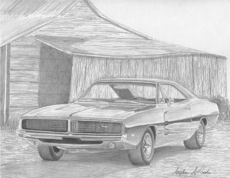 1969 Dodge Charger With Blower Drawing