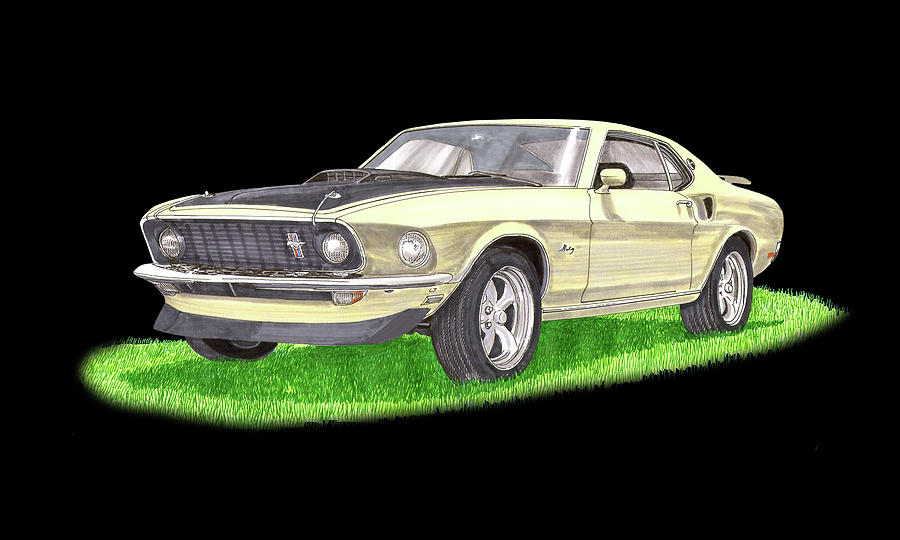 1969 Ford Mustang Fastback Painting by Jack Pumphrey