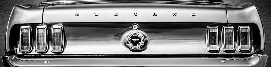 1969 Ford Mustang Tail Lights -0113bw Photograph by Jill Reger