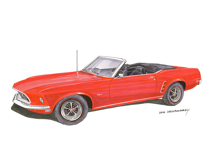 1969 Mustang Convertible Painting by Jack Pumphrey