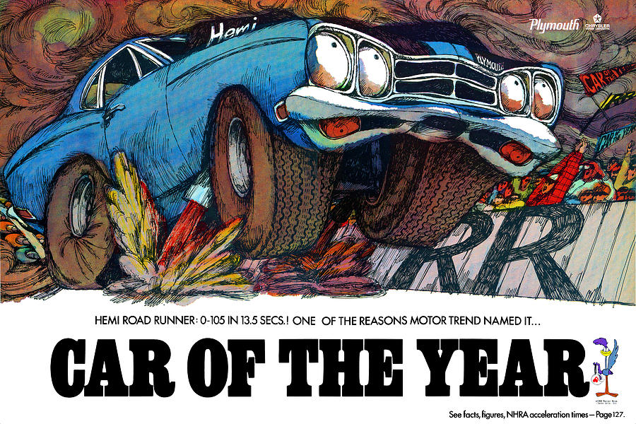 It Movie Digital Art - 1969 Plymouth Road Runner - Car Of The Year by Digital Repro Depot