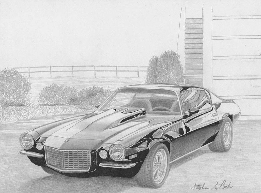 1970 Chevrolet Camaro Rs Classic Car Art Print Mixed Media By Stephen