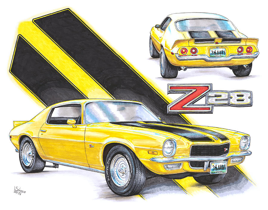 1970 Drawing - 1970 Chevy Camaro Z28 by Shannon Watts