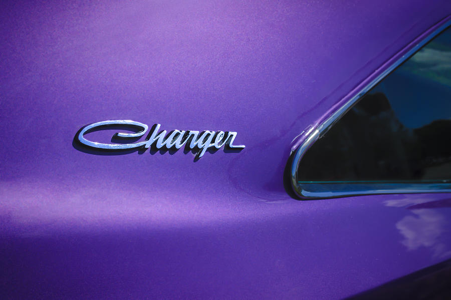 Car Photograph - 1970 Dodge Charger Emblem -0290c by Jill Reger