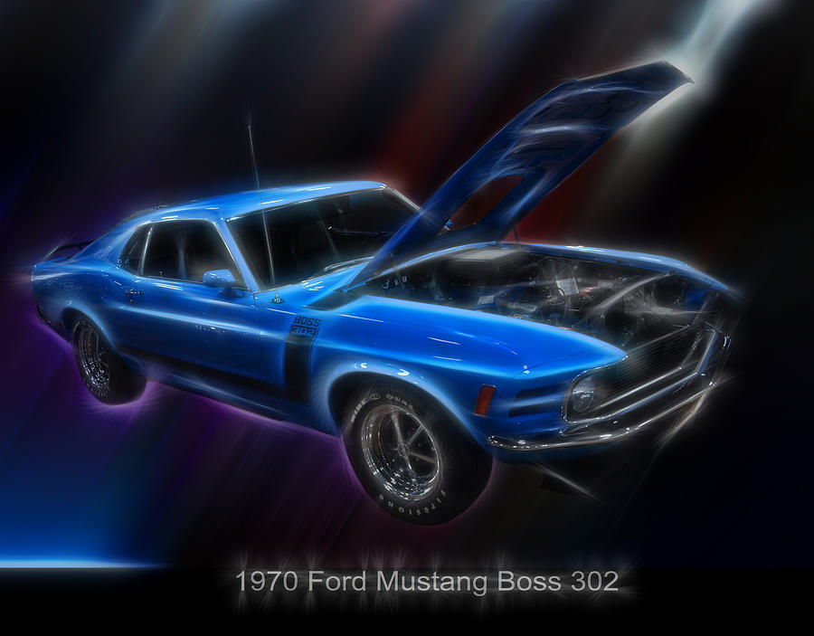 1970 Ford Mustang Boss 302 Electric Digital Art by Flees Photos
