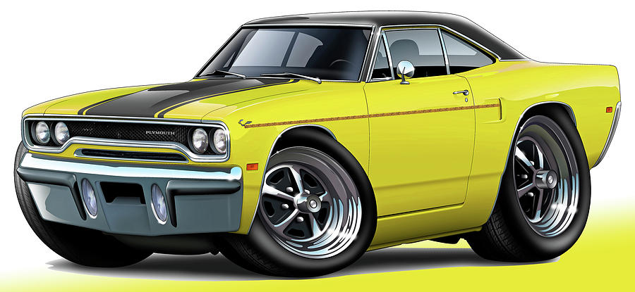 1970 Roadrunner Yellow Car Digital Art by Maddmax